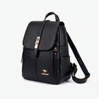 Structured plain backpack with flap front, adjustable straps and side zips