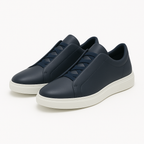 Low-top slip-on sneakers with rounded toes, elasticated panels and contrast layered soles