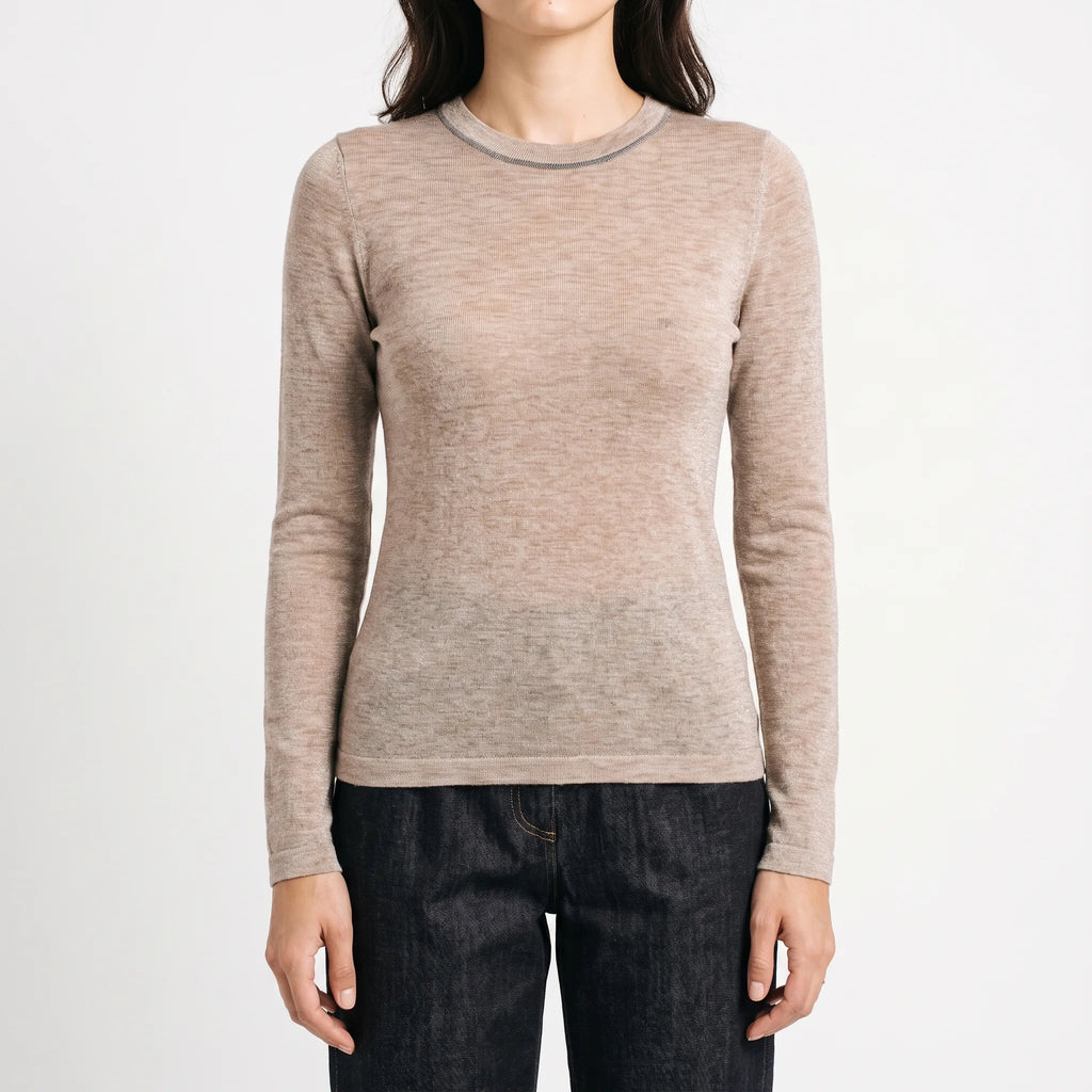 Lumira  - Fine-Gauge Shimmer Knitted Jumper Layering Under Blazers