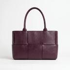Structured panel tote bag with double handles and open top