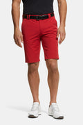 Men's straight-cut golf shorts with belt loops, zip fly and knee-length hems