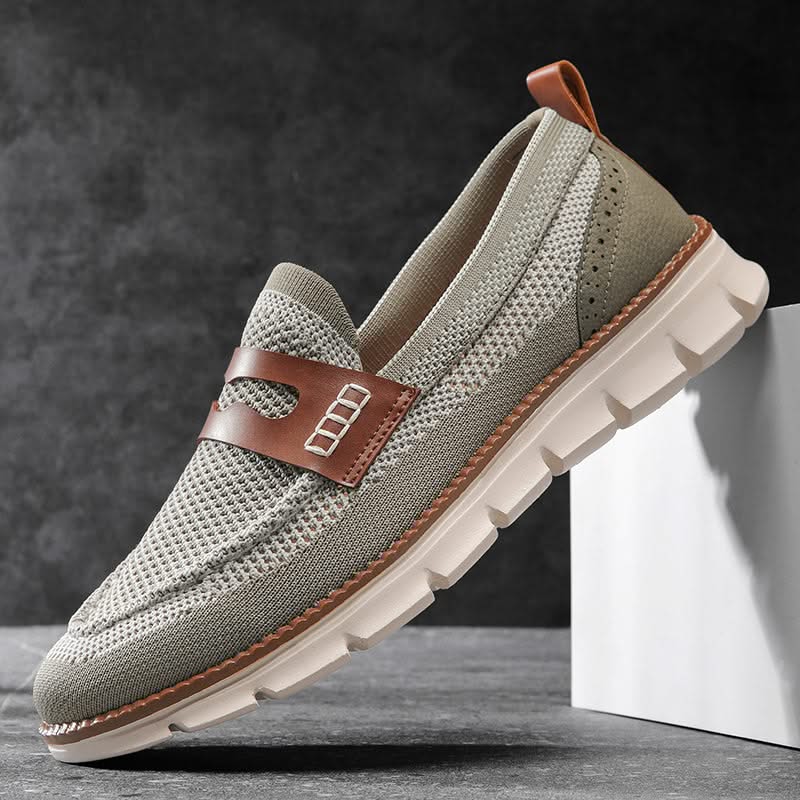 Men's mesh loafers with penny strap and chunky ridged sole