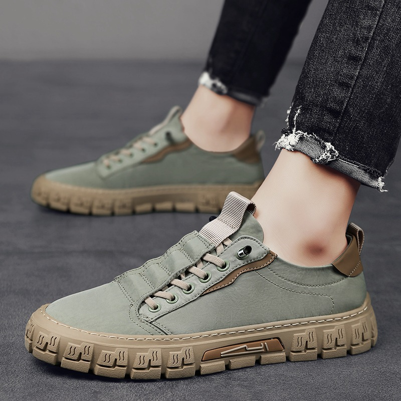 Low-top lace-up sneakers with panelled uppers and thick textured soles