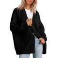Women's oversized ribbed cardigan with V-neckline and front buttons