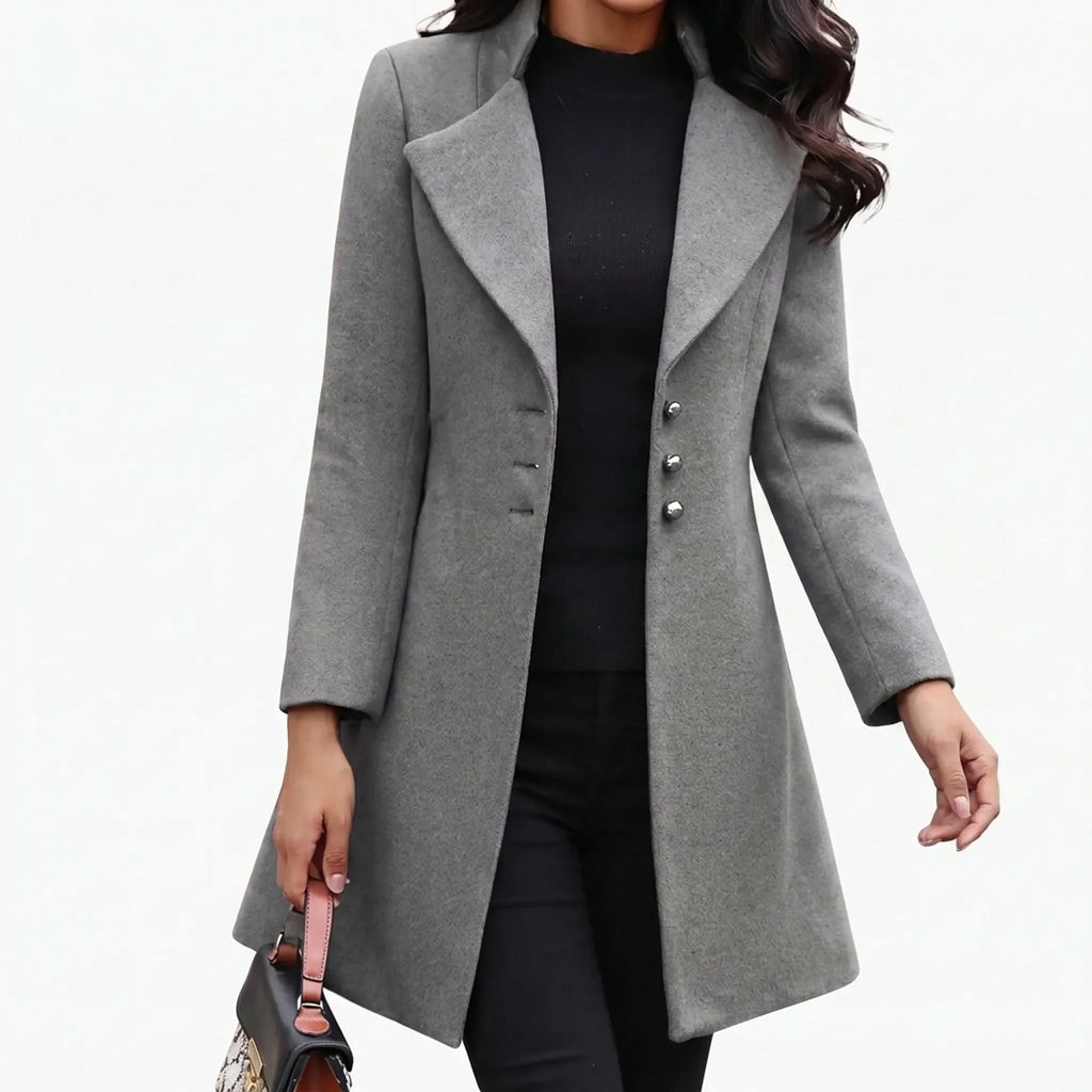 Mantellis  - Fitted Medium-Weight Long Coat Cooler Day Commuting