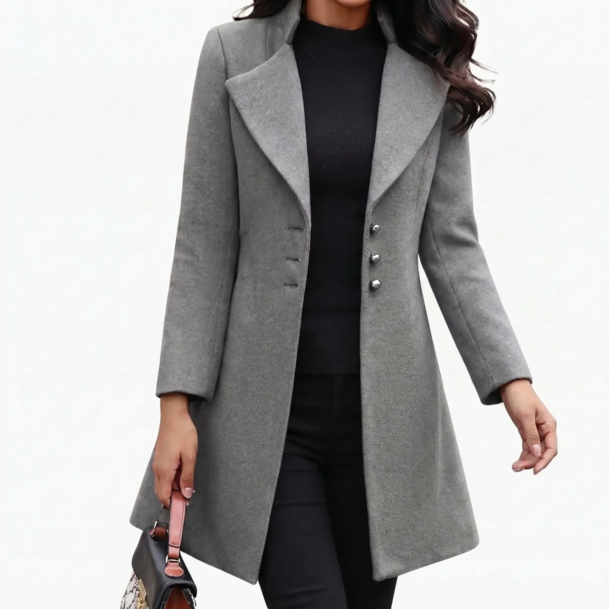 Mantellis  - Fitted Medium-Weight Long Coat Cooler Day Commuting