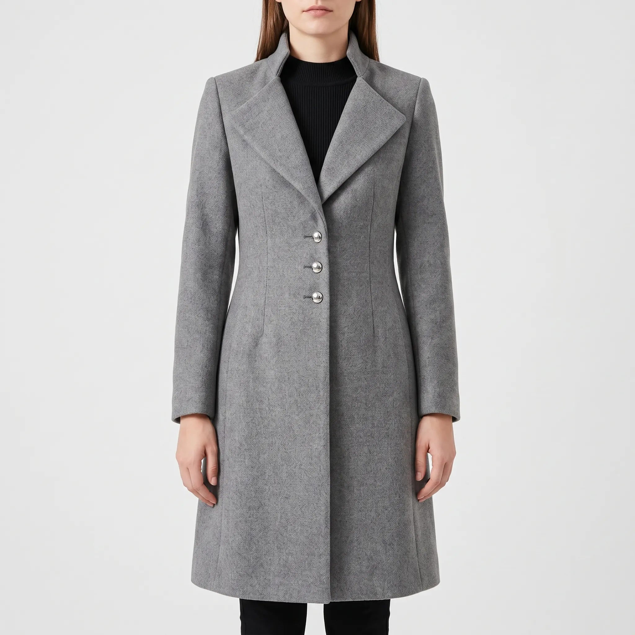 Mantellis  - Fitted Medium-Weight Long Coat Cooler Day Commuting