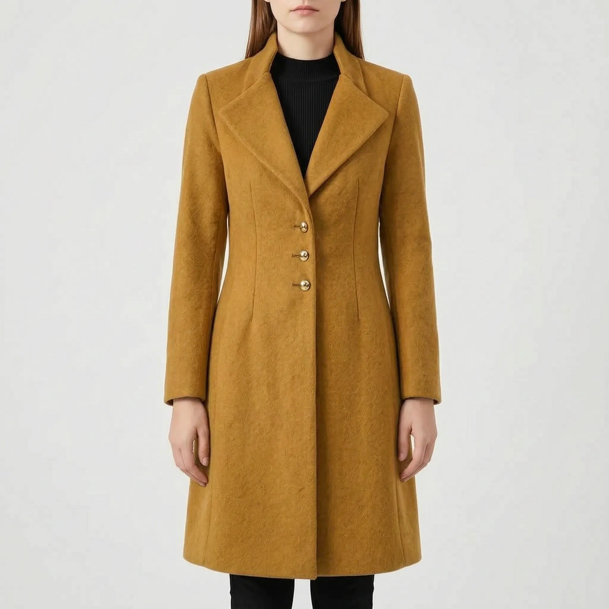 Mantellis  - Fitted Medium-Weight Long Coat Cooler Day Commuting