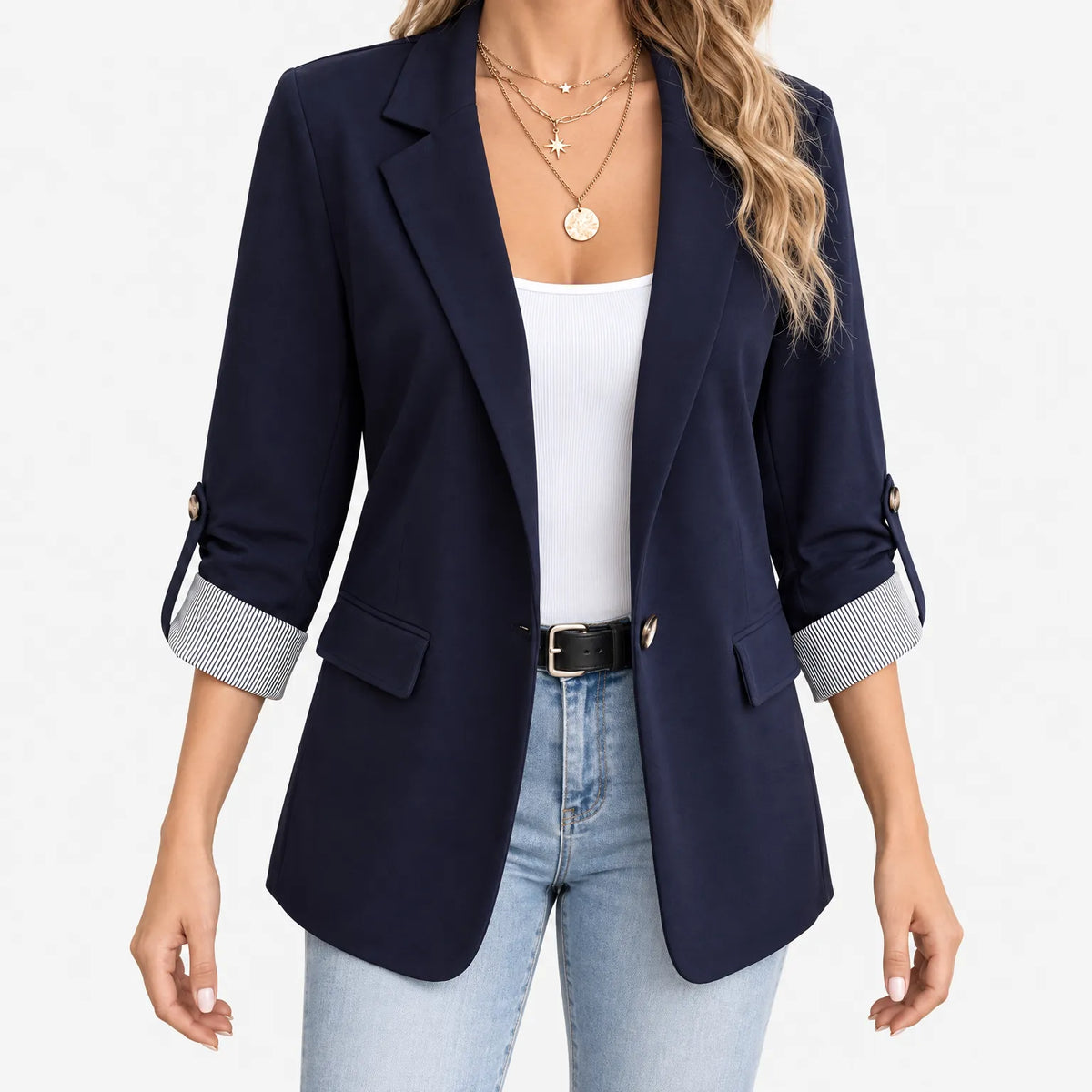 Marquise  - Open Front Blazer Layering Over Tops