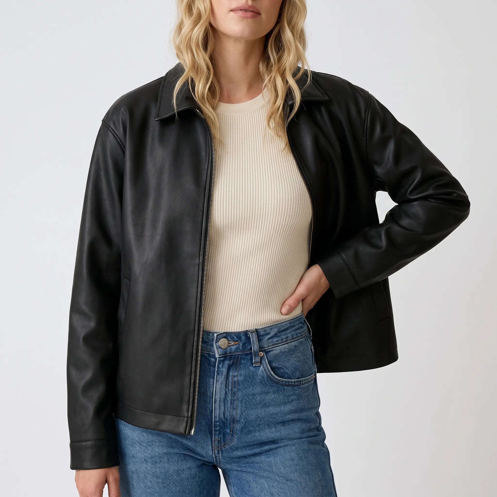 Mattara  - Smooth Matte Front-Zip Jacket Everyday Layering