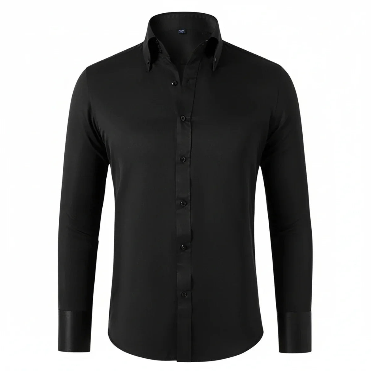 Men's long-sleeve formal shirt with structured collar and button front