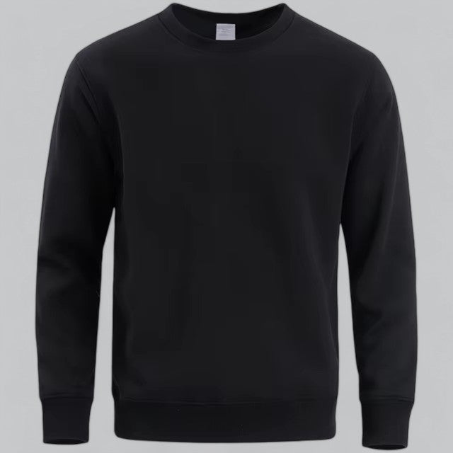 Men's plain crew neck sweatshirt with long sleeves and ribbed trims