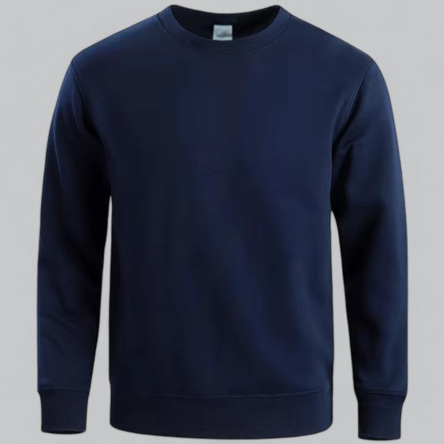 Men's plain crew neck sweatshirt with long sleeves and ribbed trims