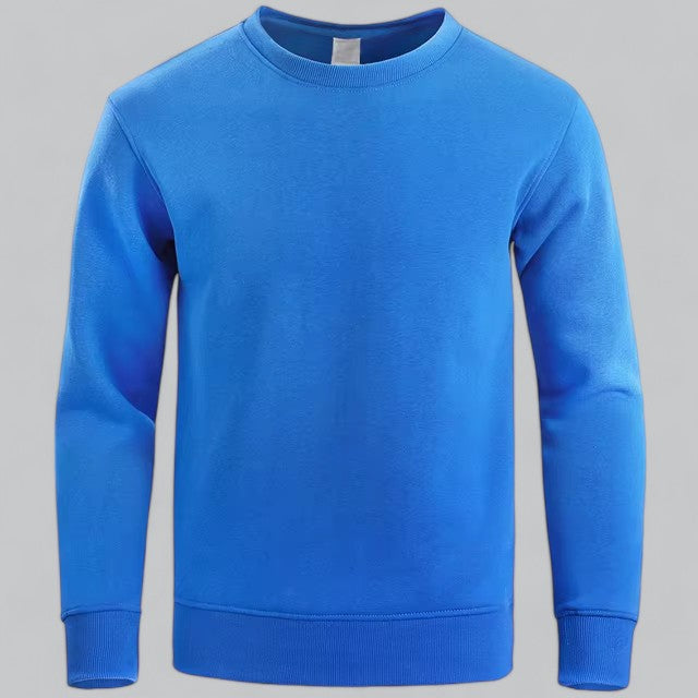 Men's plain crew neck sweatshirt with long sleeves and ribbed trims
