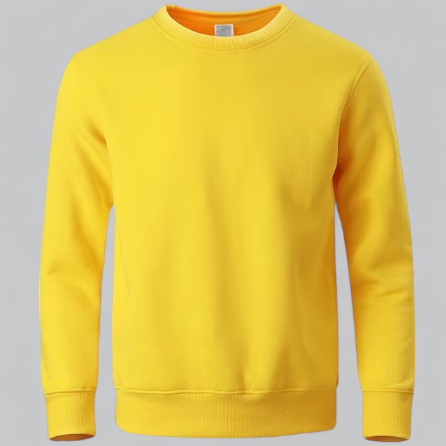 Men's plain crew neck sweatshirt with long sleeves and ribbed trims