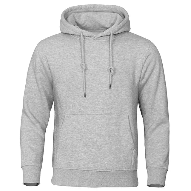 Men's plain hooded sweatshirt with drawstrings, long sleeves and kangaroo pocket