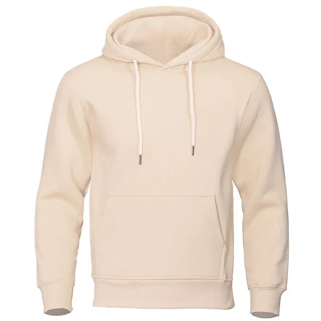 Men's plain hooded sweatshirt with drawstrings, long sleeves and kangaroo pocket