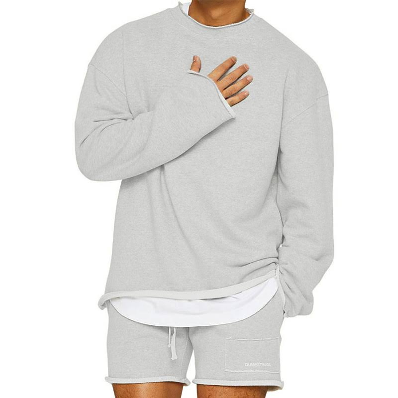 Men's oversized crew neck sweatshirt with long sleeves and layered hem