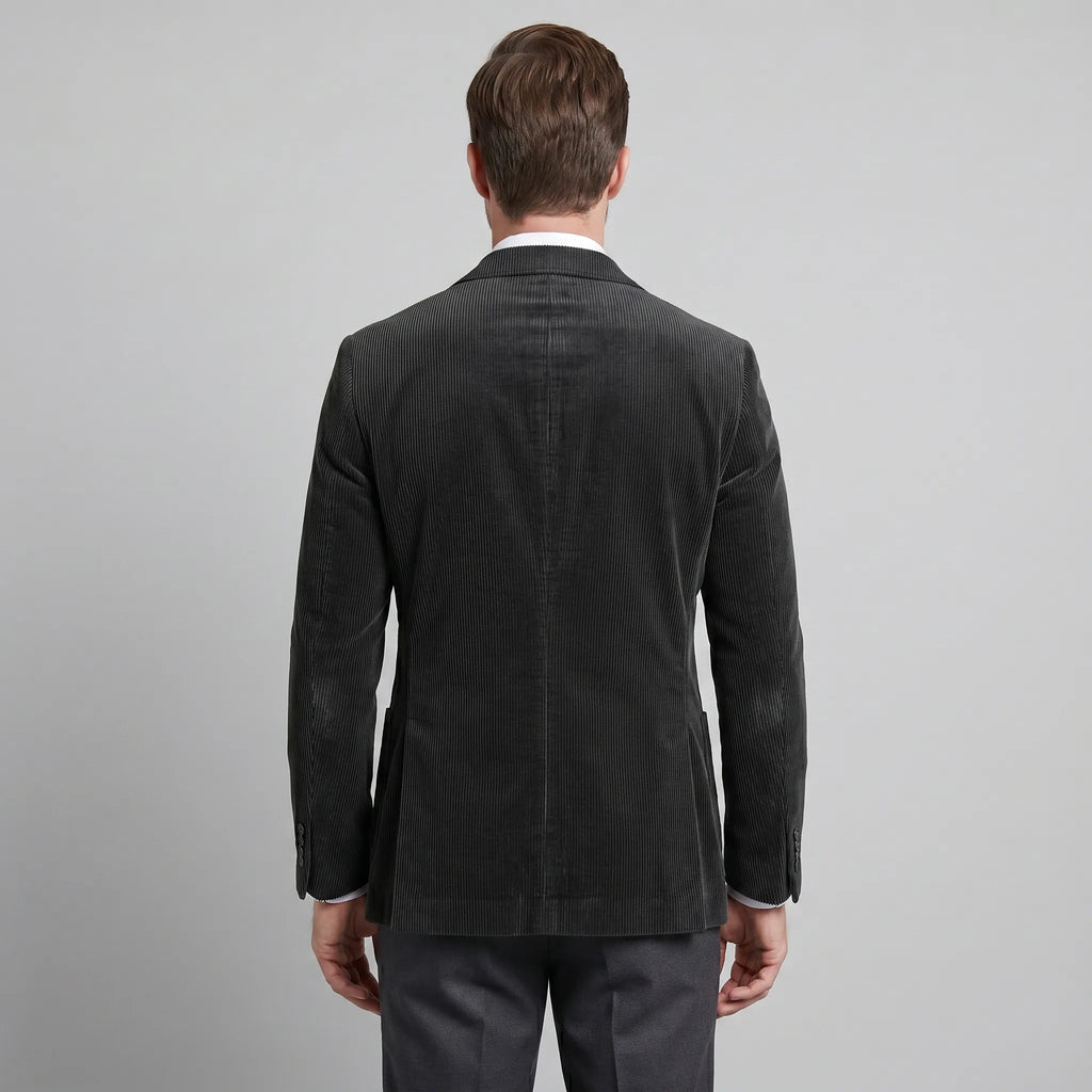 Men's corduroy blazer and buttoned waistcoat set with notched lapels