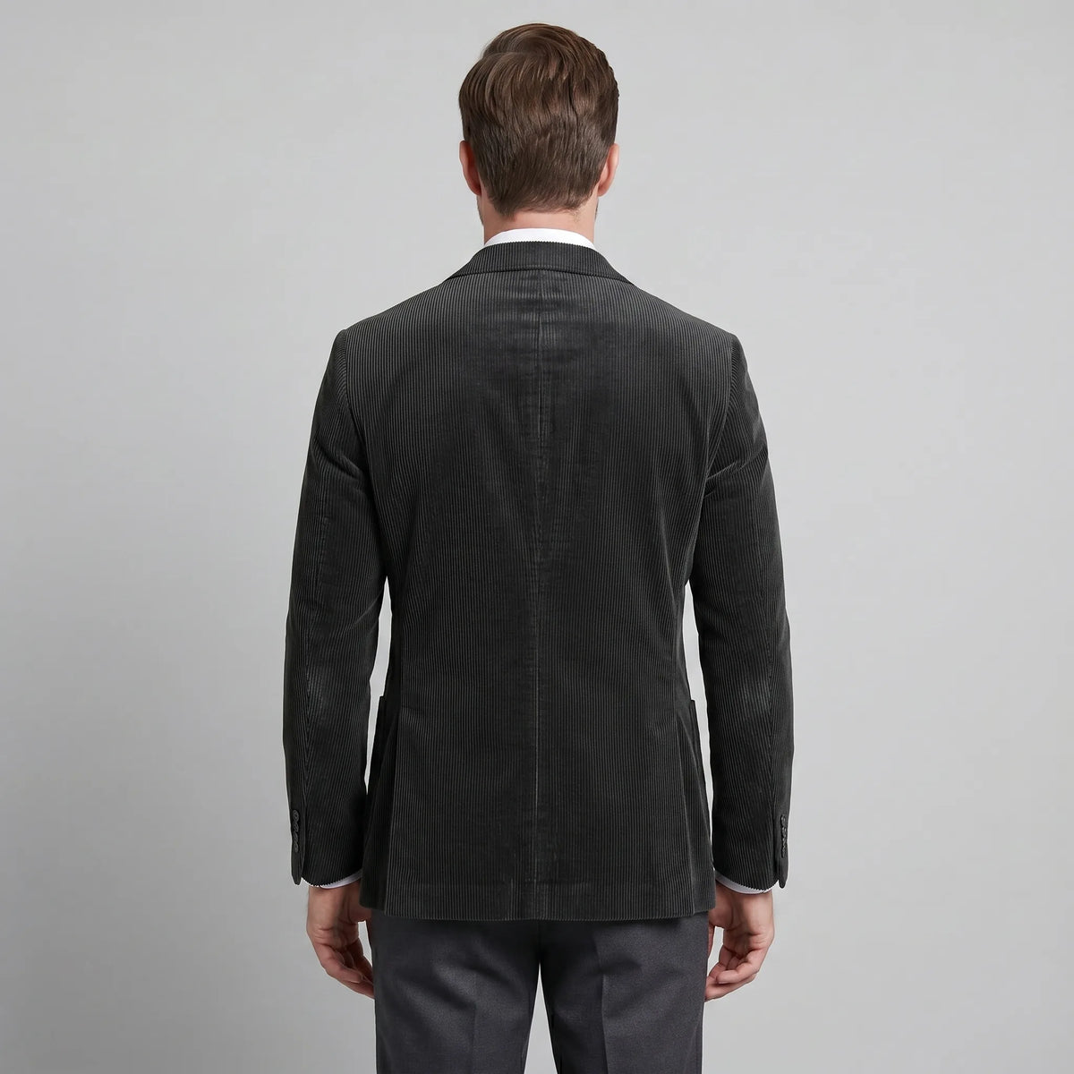 Men's corduroy blazer and buttoned waistcoat set with notched lapels
