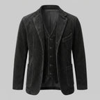 Men's corduroy blazer and buttoned waistcoat set with notched lapels
