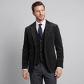 Men's corduroy blazer and buttoned waistcoat set with notched lapels