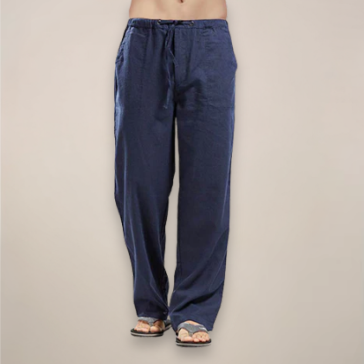 Men's relaxed fit full-length drawstring trousers with side pockets