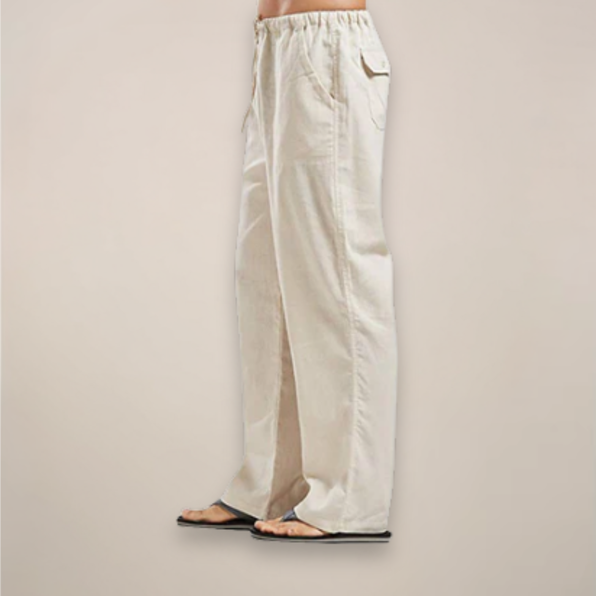 Men's relaxed fit full-length drawstring trousers with side pockets