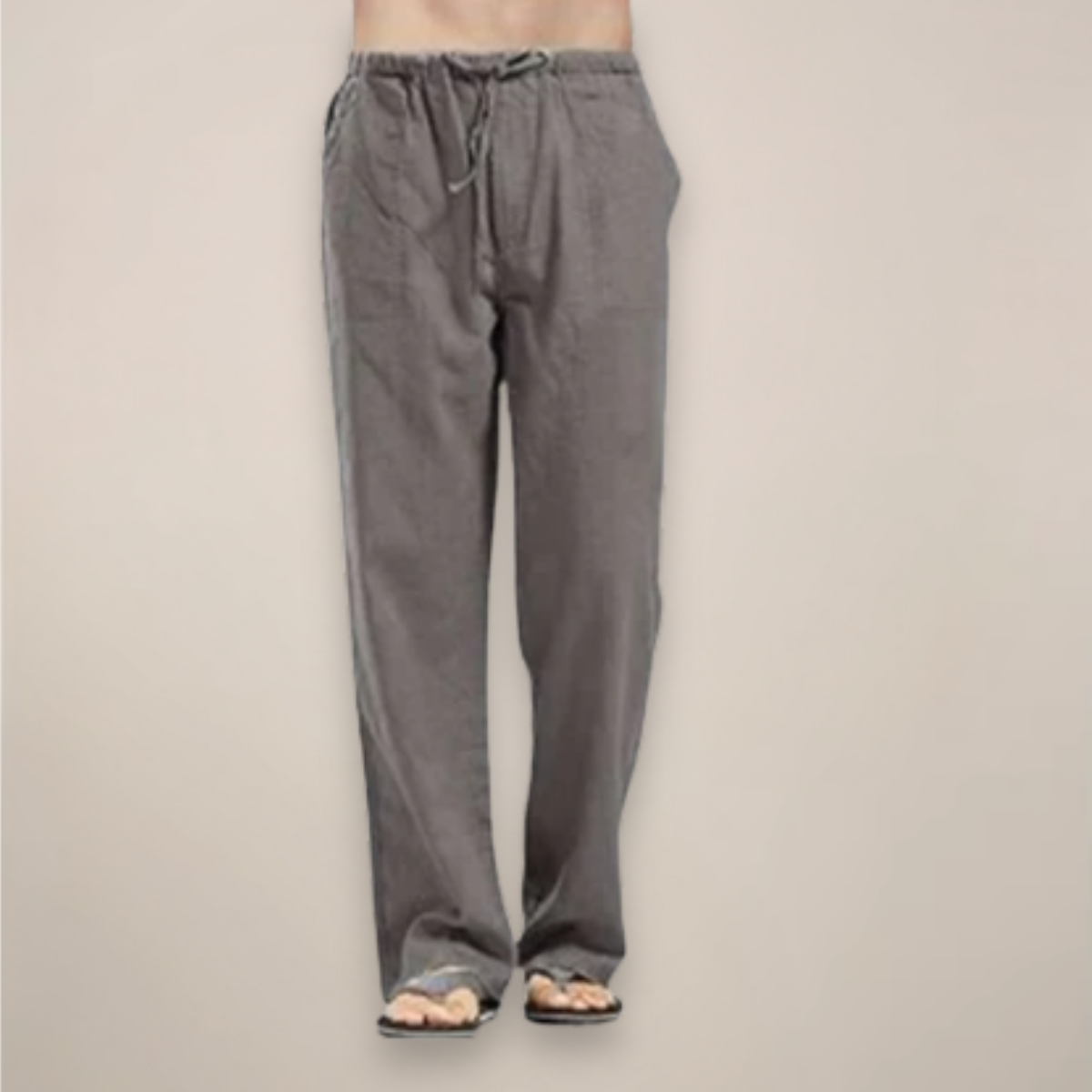 Men's relaxed fit full-length drawstring trousers with side pockets