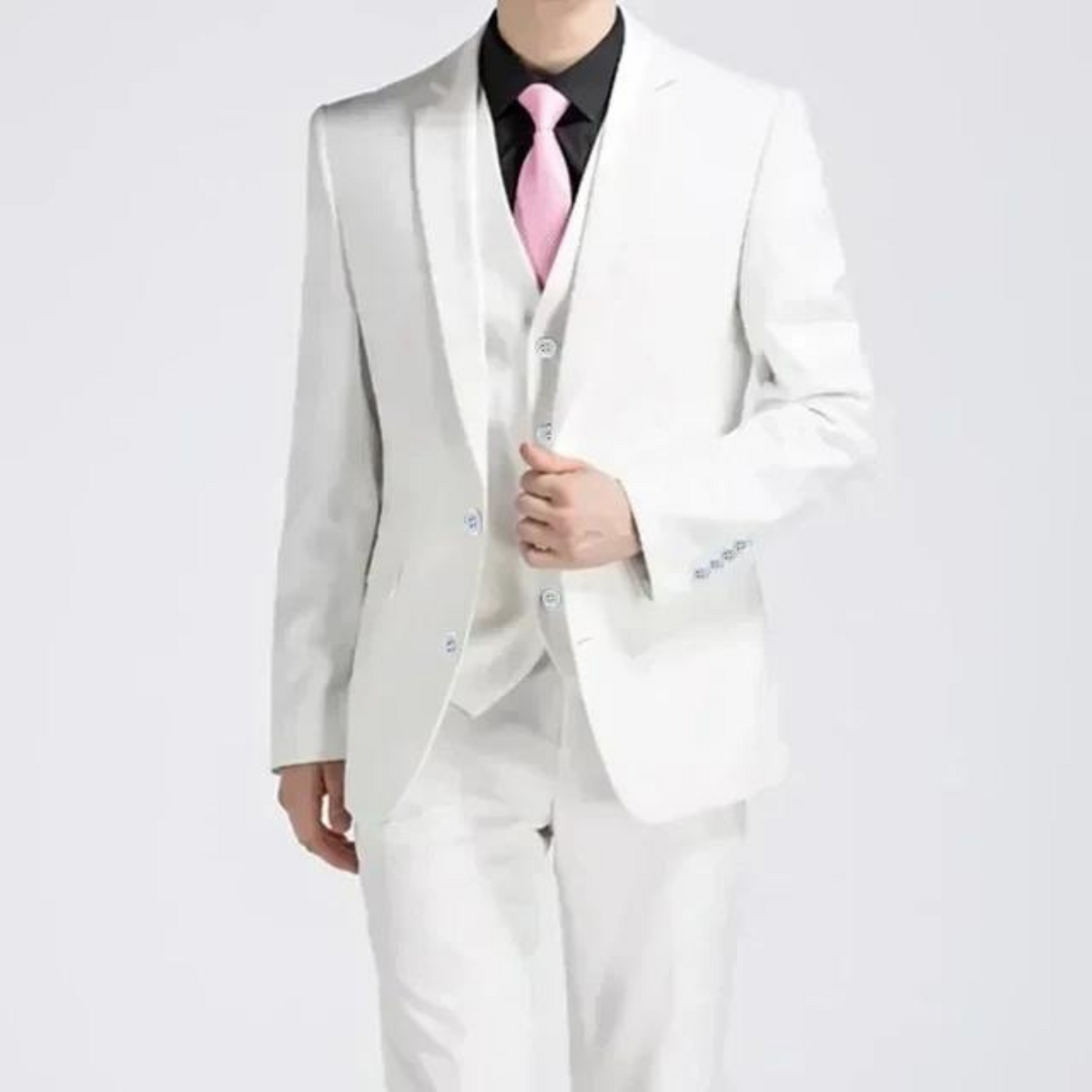 Men's three-piece suit with notch lapels, waistcoat and matching trousers