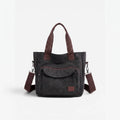 Woven tote bag with front zip pocket, twin handles and detachable shoulder strap