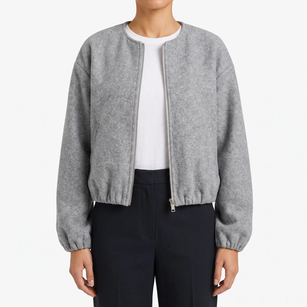 Women's textured bomber jacket with zip front and elasticated cuffs