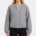 Women's textured bomber jacket with zip front and elasticated cuffs