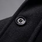 Men's structured layered overcoat with notched lapels, pockets and long sleeves