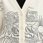 Morven  - Embroidered V-Neck Knitted Cardigan Layering Over Dresses