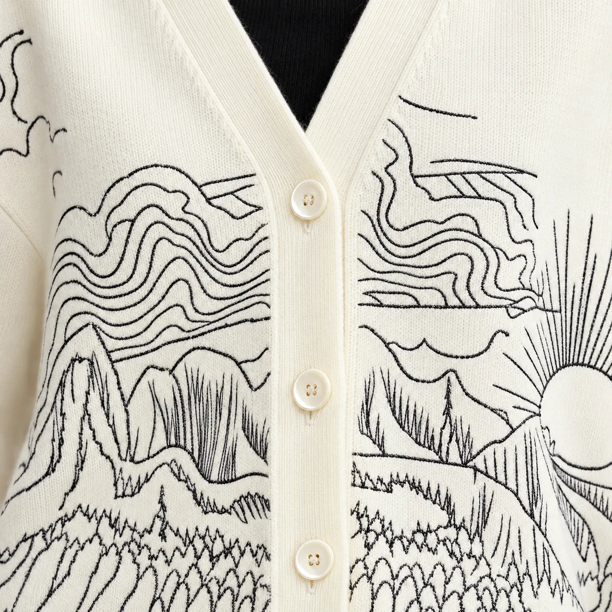 Morven  - Embroidered V-Neck Knitted Cardigan Layering Over Dresses