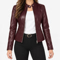 Motoza  - Structured Faux Leather Biker Jacket Layering Over T-Shirts