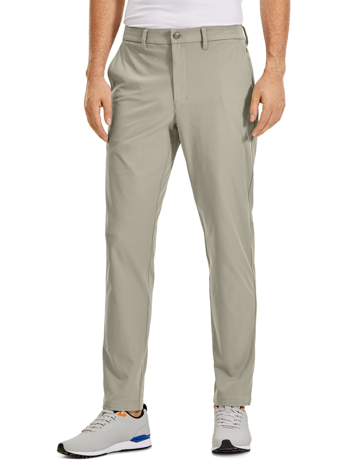 Men's plain straight-fit golf trousers with belt loops and front pockets
