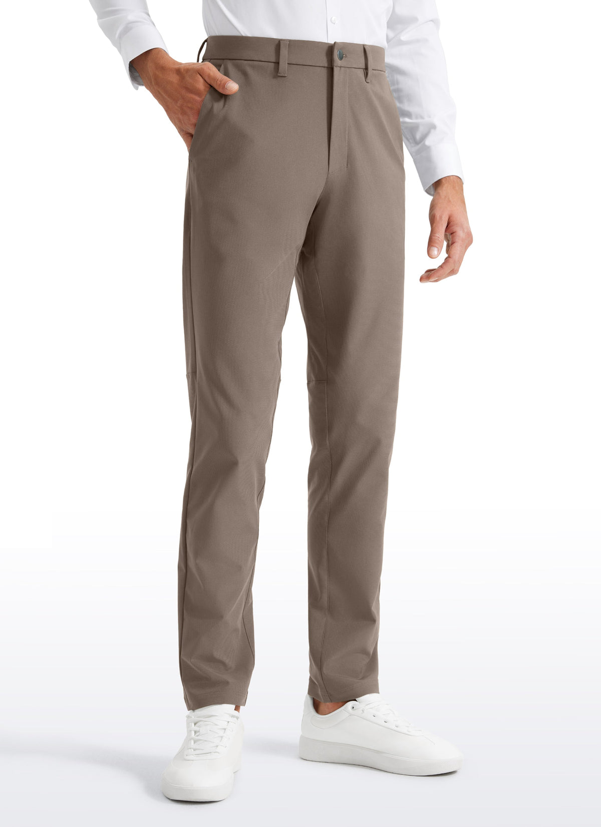 Men's straight leg golf trousers with belt loops, button fastening and front pockets