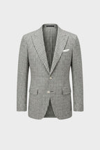 Men's checked blazer with notched lapels and two-button front
