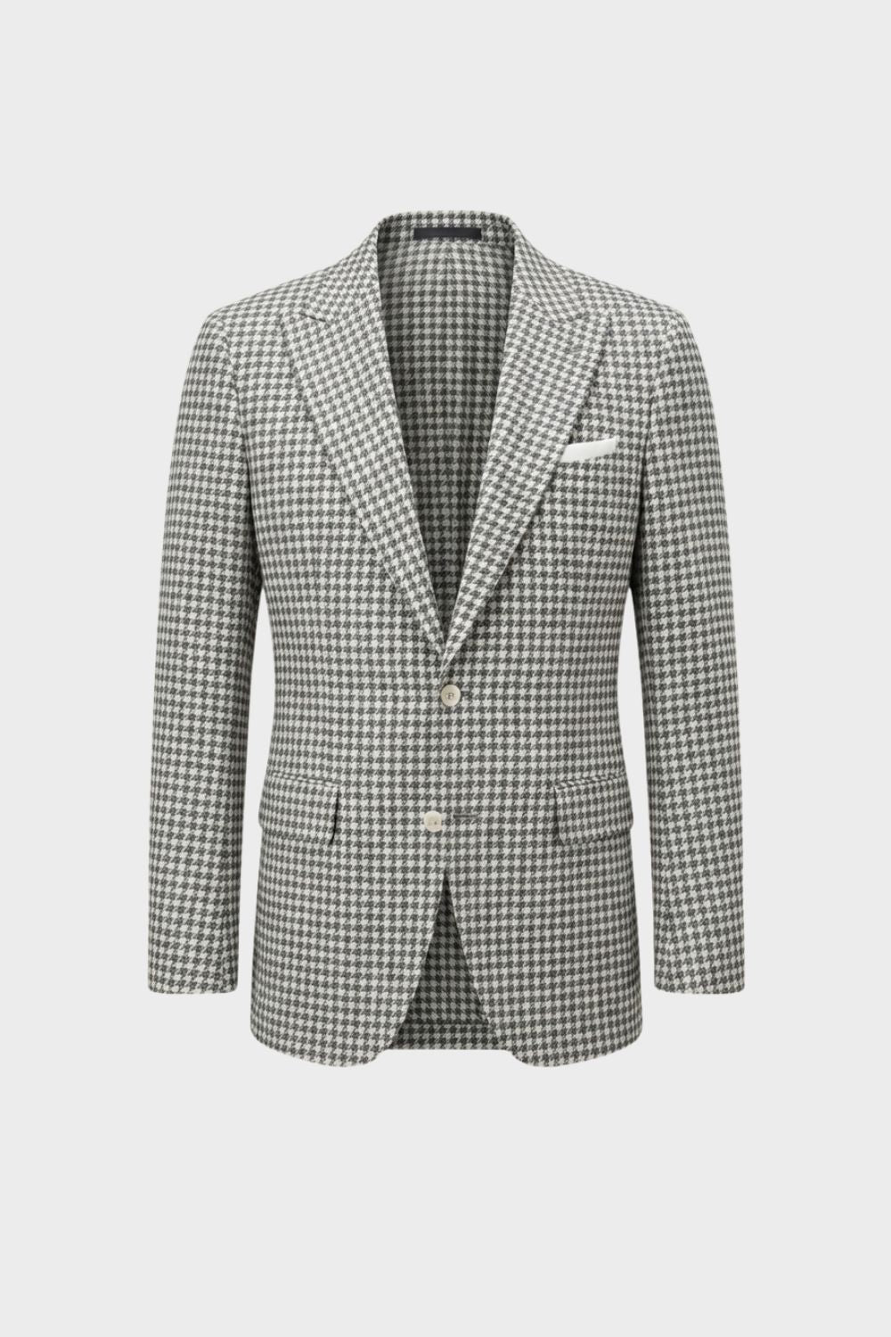 Men's checked blazer with notched lapels and two-button front