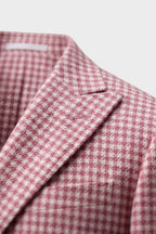 Men's checked blazer with notched lapels and two-button front