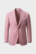 Men's checked blazer with notched lapels and two-button front