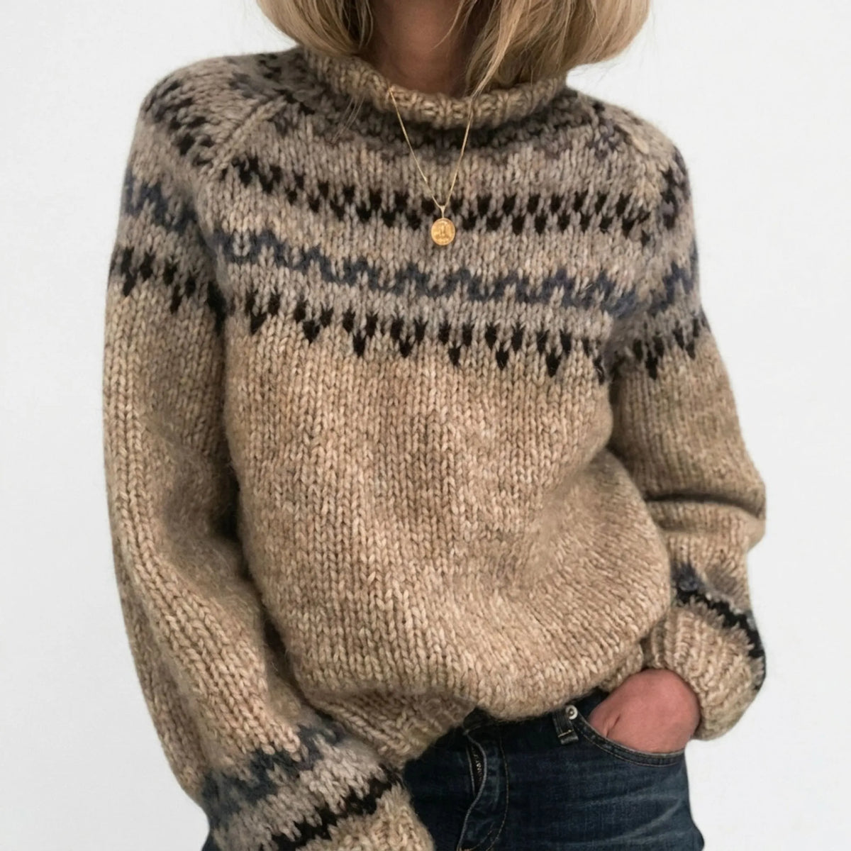 Nordikola  - Knitted Sweater Cold Weather Layering