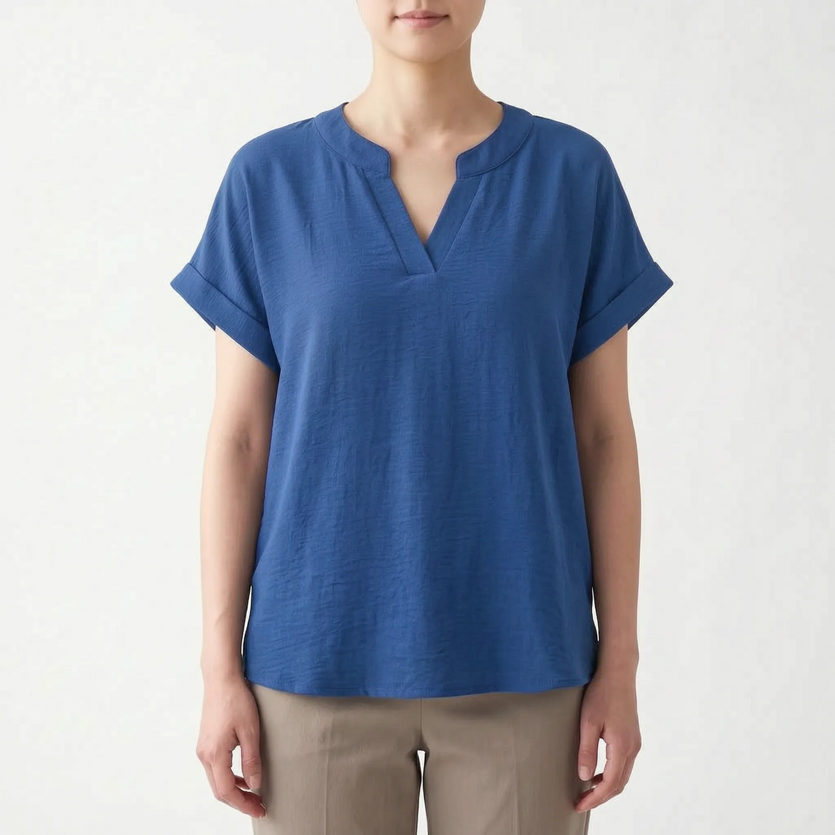 Notchella  - V-Notch Short Sleeve Top Warm-Weather Dressing