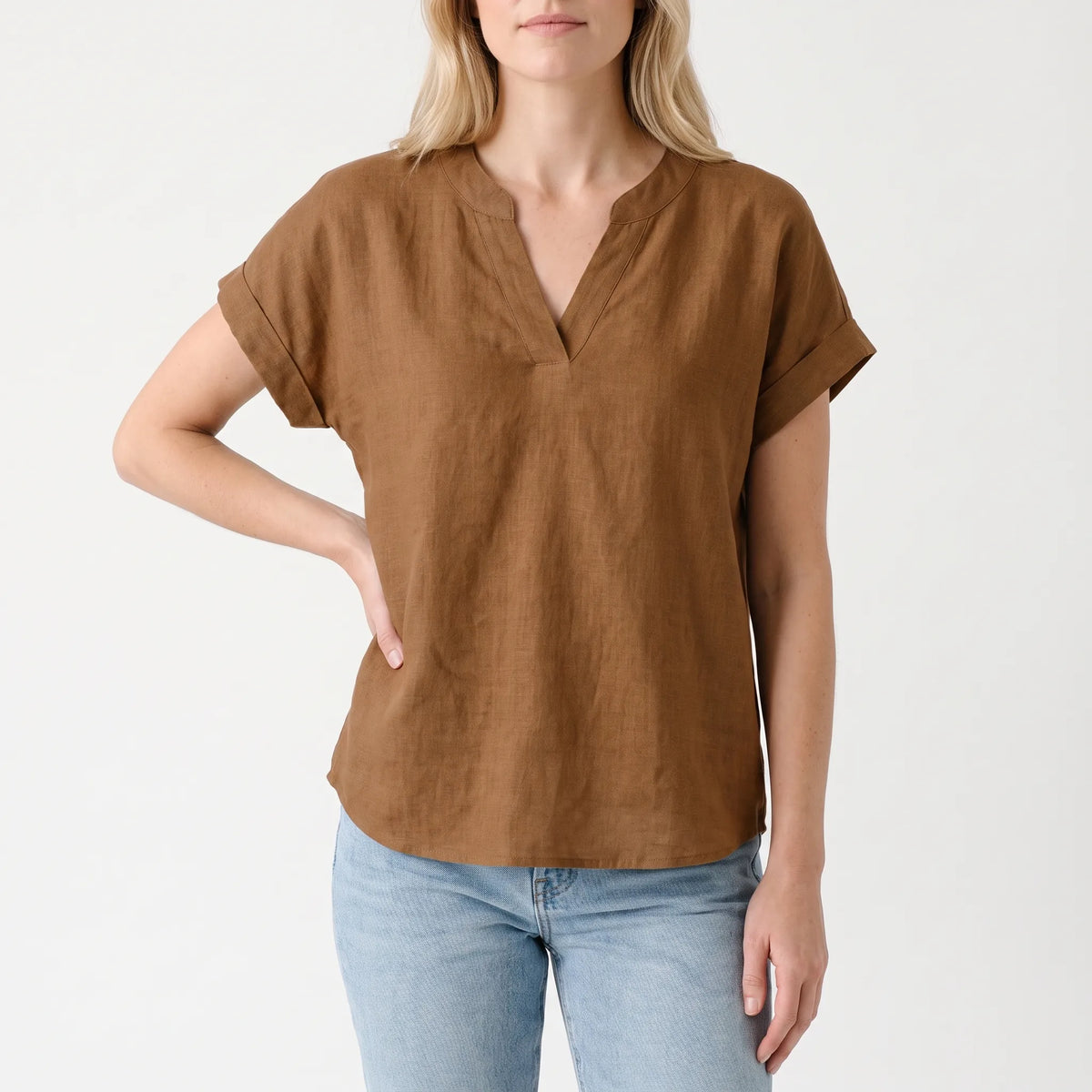 Notchelle  - Women's Relaxed Fit V-Neck Blouse Smart-Casual Office Wear