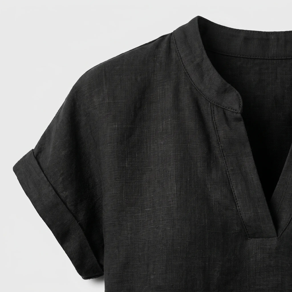 Notchelle  - Women's Relaxed Fit V-Neck Blouse Smart-Casual Office Wear