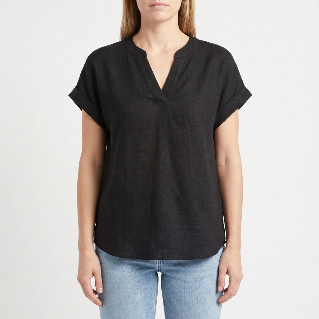 Notchelle  - Women's Relaxed Fit V-Neck Blouse Smart-Casual Office Wear