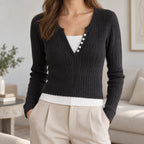 Novali  - Two-Piece Illusion Knitted Jumper Layered Autumn Styling