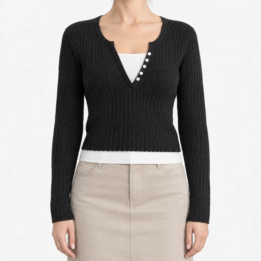 Novali  - Two-Piece Illusion Knitted Jumper Layered Autumn Styling